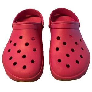 Crocs Classic Unisex Fuchsia Pink Fun Comfort Clog Sneaker Bottom Size M 8 W 10